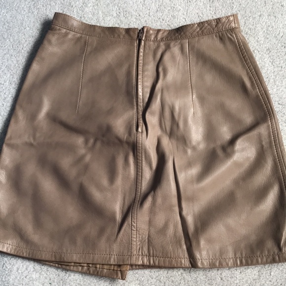 Stunning Vintage Greige Real Leather Skirt - Picture 5 of 5